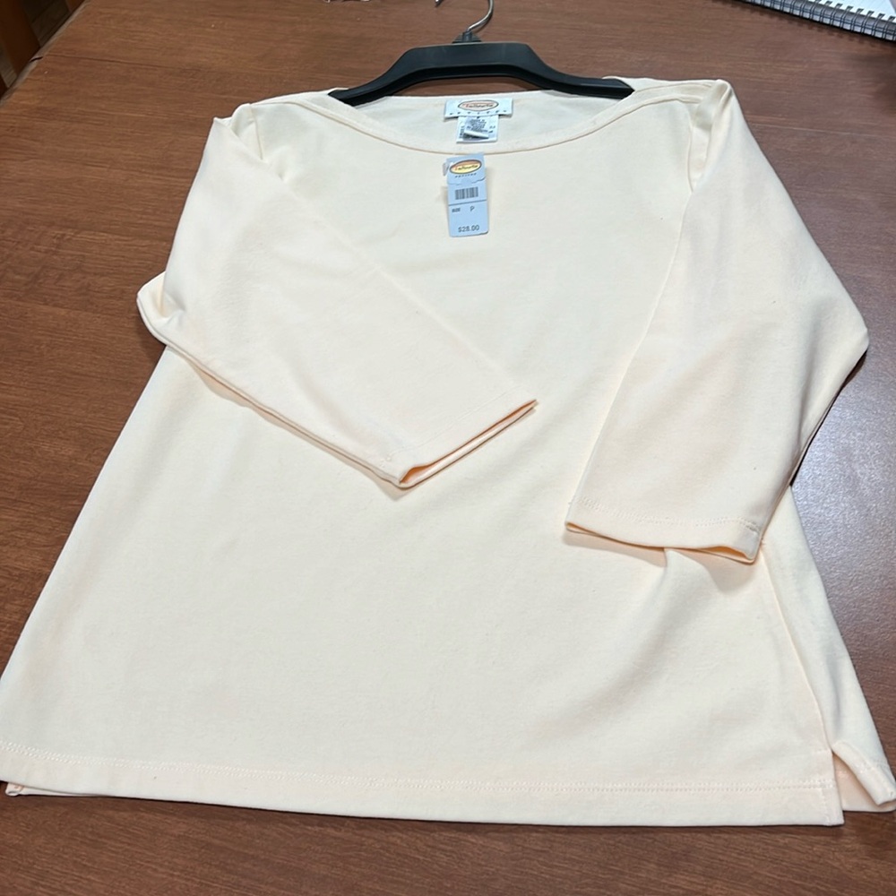 NWT Talbots Petite light yellow 3/4 sleeve